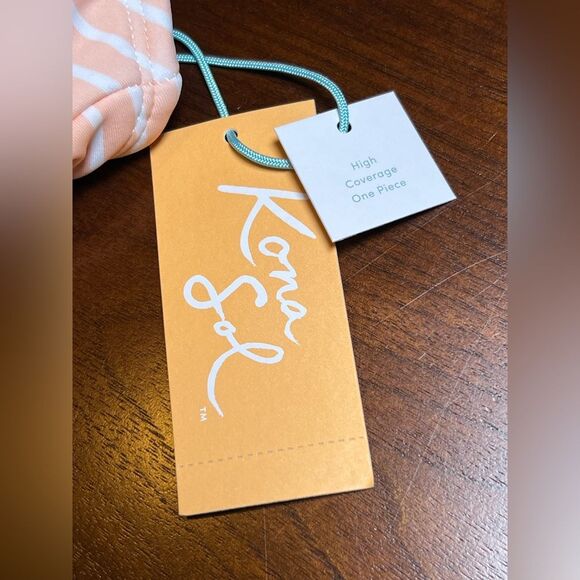 Kona Sol Striped & Floral Print Suit 🌺 Peach, white & green 🌺 size medium - Picture 7 of 10